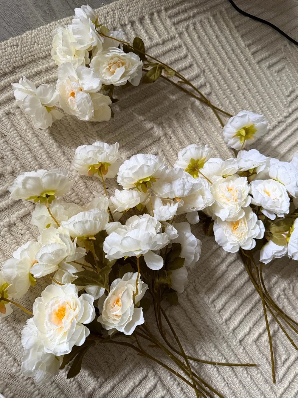 Lot of Ivory Artificial Peony Stem Bundle faux flowers